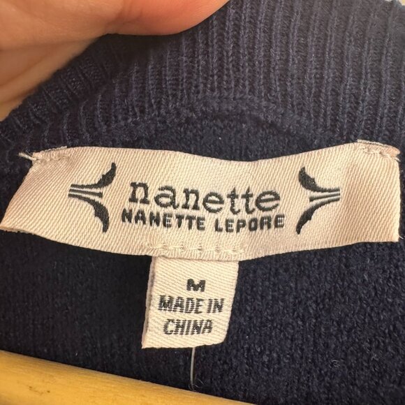 Nanette Lepore Womens Blue Pink Kisses Long Sleeve Pullover Sweater - Size M - Picture 4 of 8